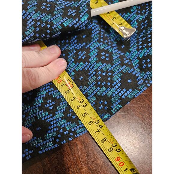 Nanette Lepore Metallic Blue Black Jacquard Sleeveless Fit & Flare Dress  6 NYE - Picture 8 of 8